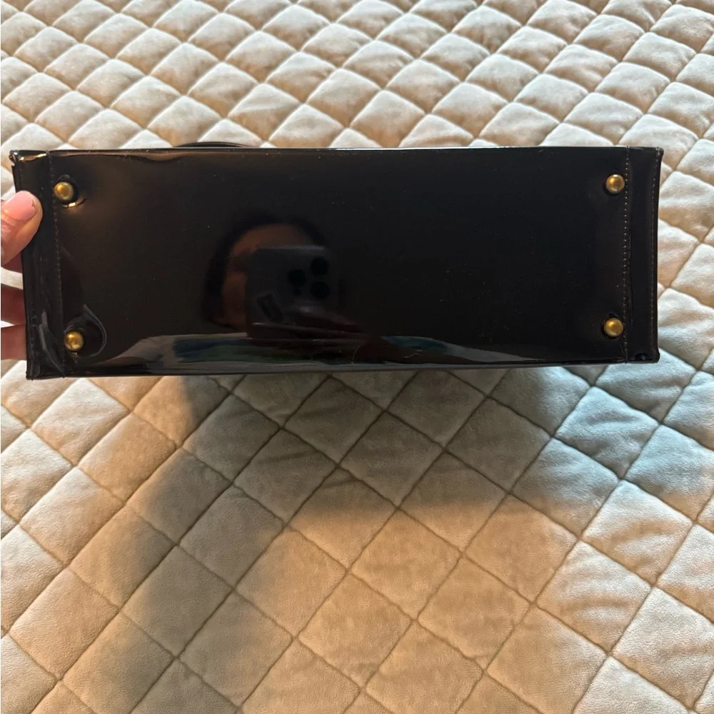 Theodor vintage Black Patent Top-Handle Clutch
